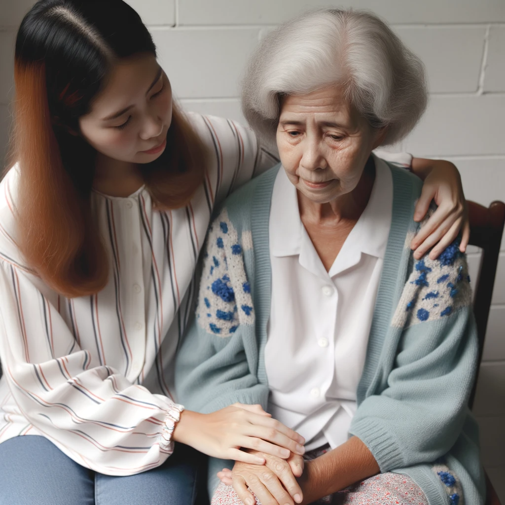 Alzheimer fille qui aide sa maman